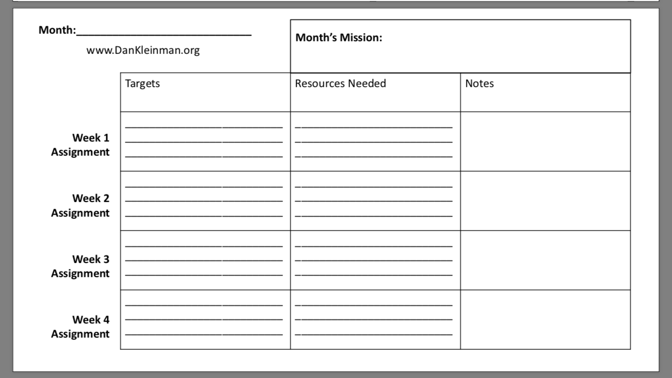 A Template Packet for Personal Strategic Planning