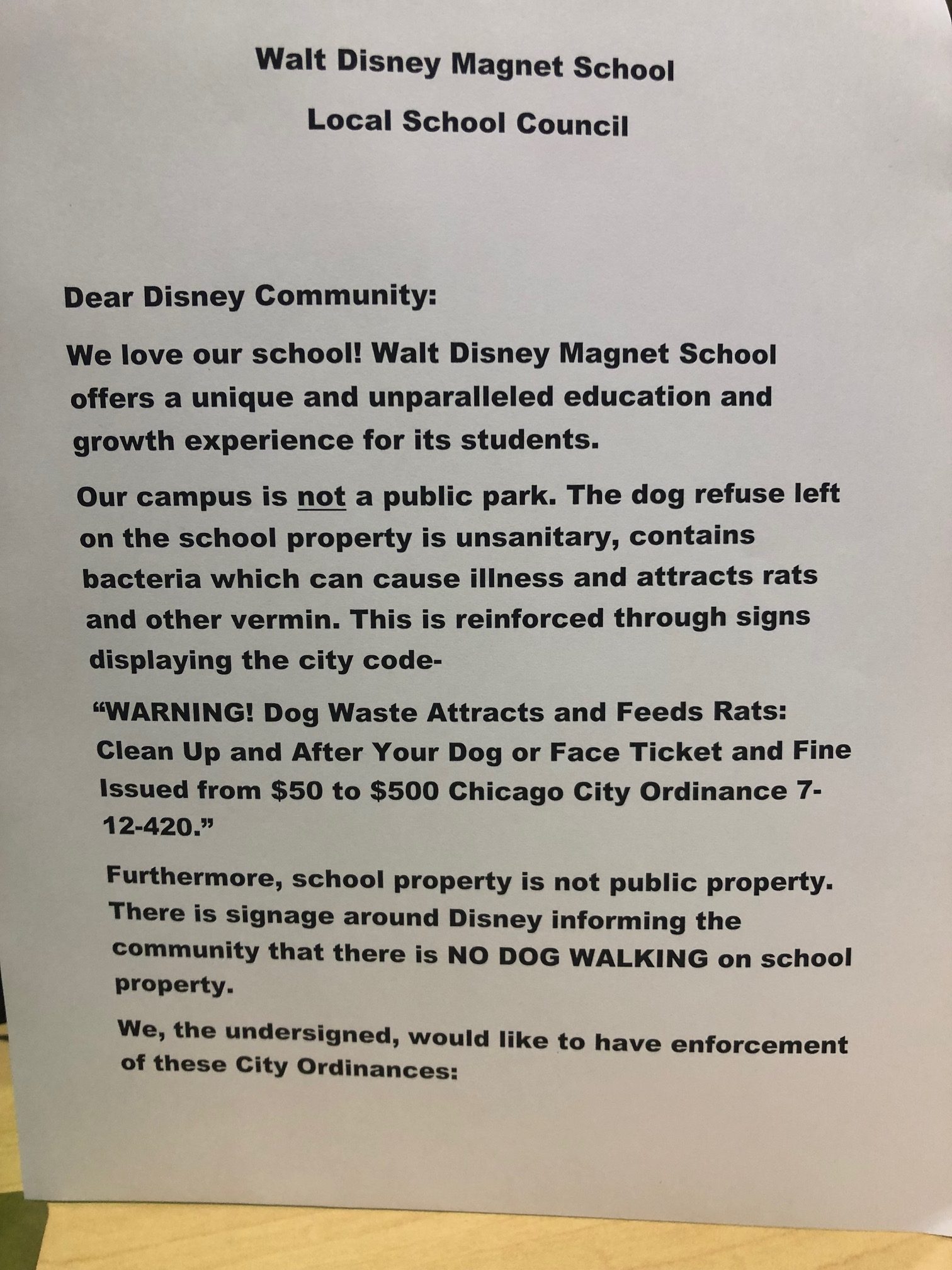 About the Petition I Started: More Dog Parks, Not On CPS Campuses,