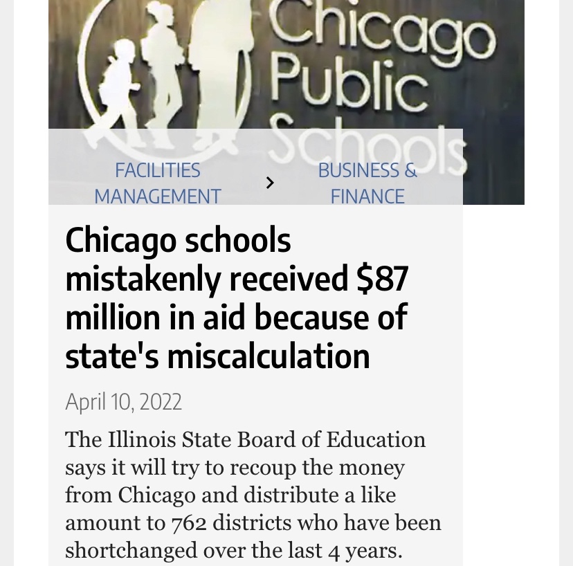 Chicago Public Schools mistakenly received $87 million in aid — Illinois State Board of Education to Recoup and Redistribute the money