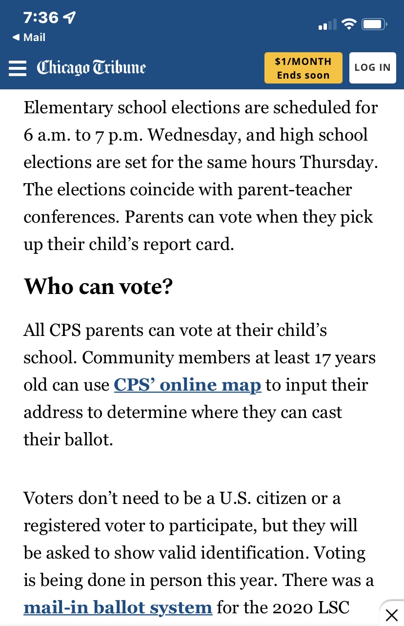 Chicago Tribune: You Can Vote in Local School Council Wednesday (Elementary) and Thursday (High School)