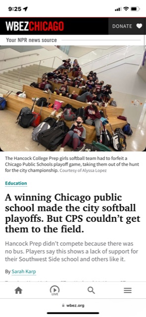 Don’t Ignore! Hancock Prep made the city softball playoffs. But CPS couldn’t get them to the field.