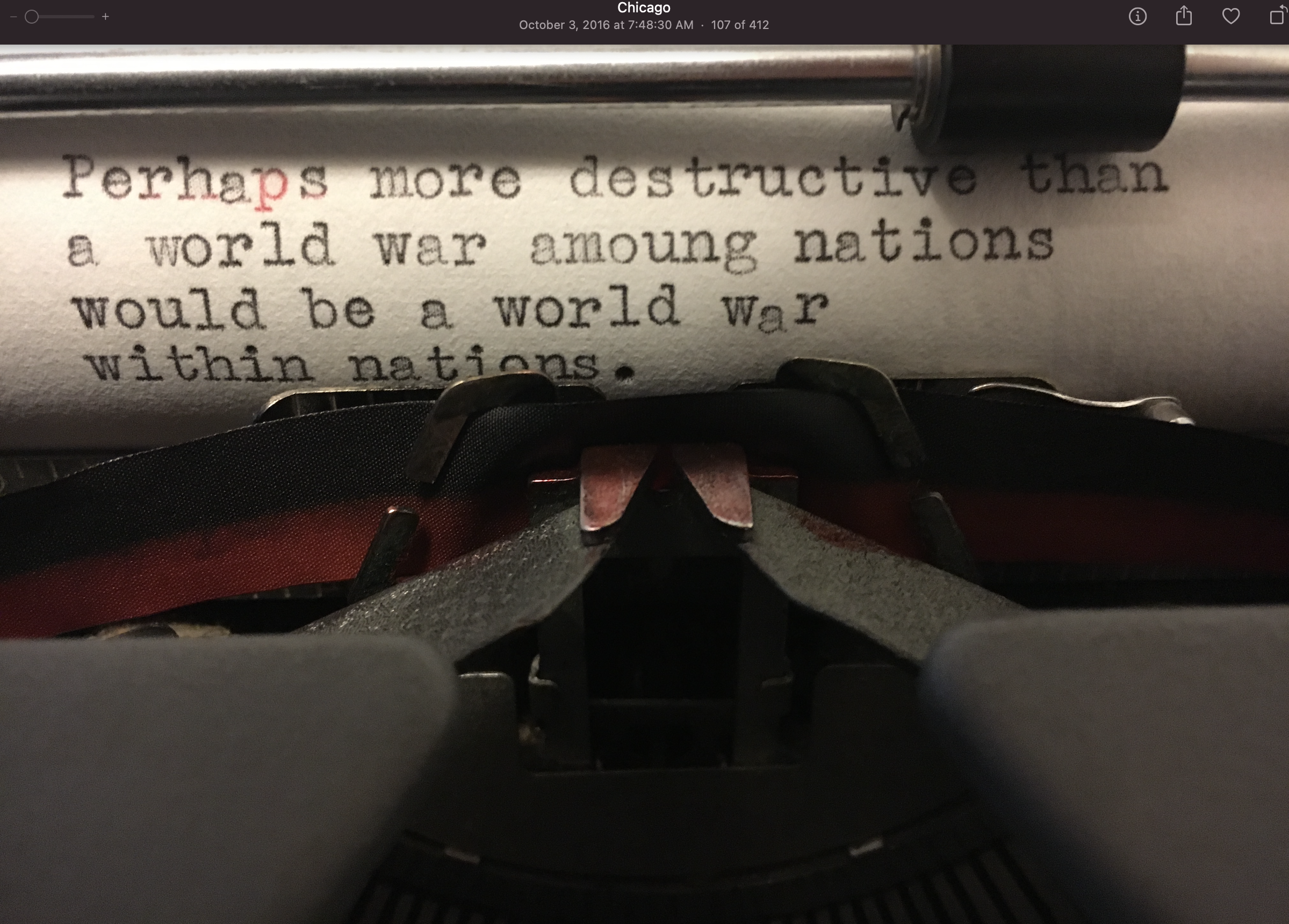 Typewriter Thought October Third Twenty Sixteen. Yeesh.