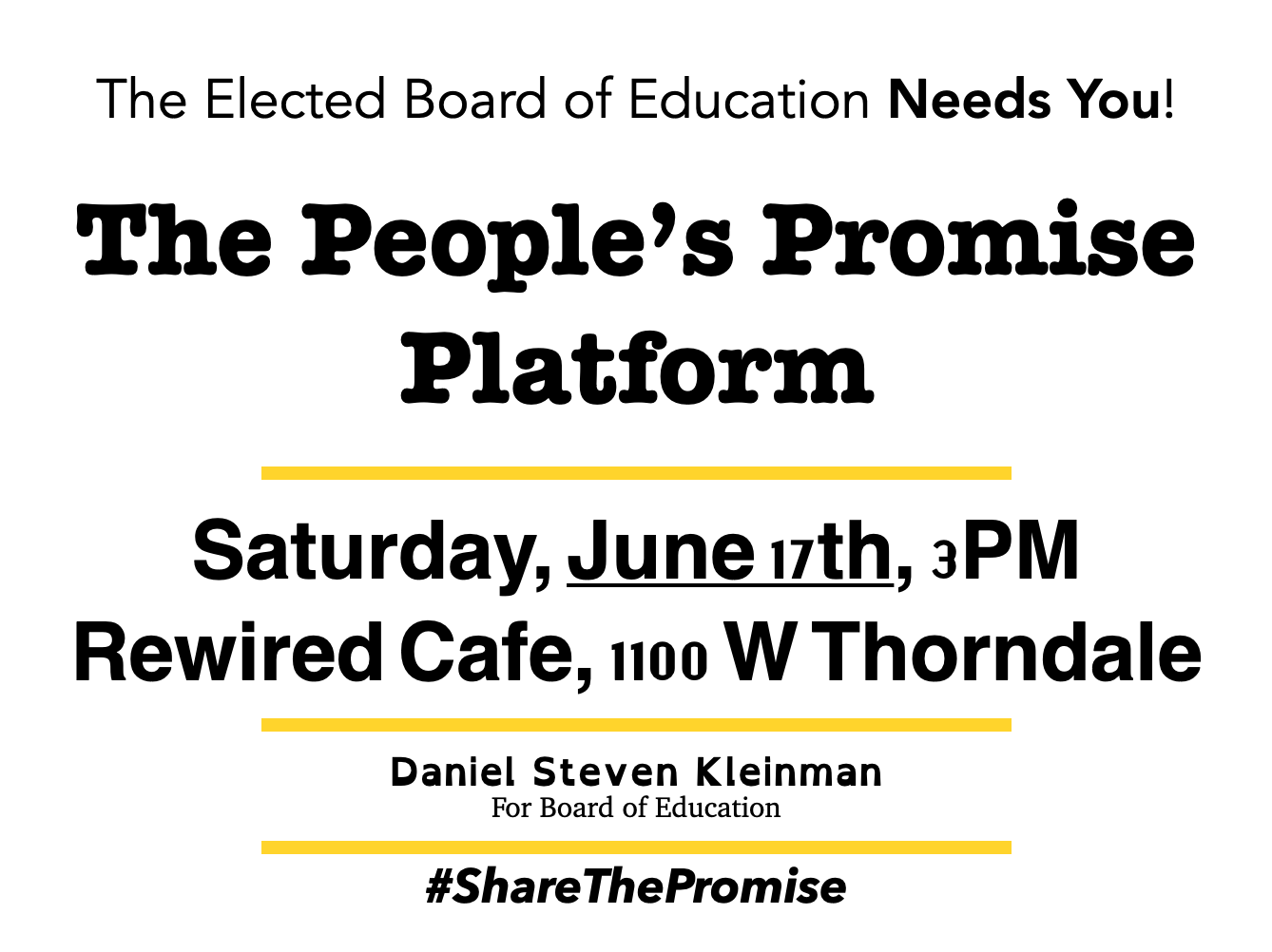 Help Write the People's Promise Platform for the CPS Elected Board of Education - JUNE 17, 3PM @ 1100 W. Thorndale, Rewired Cafe
