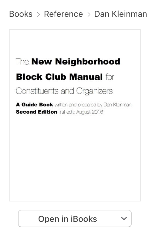Now on iTunes and iBooks! The New Neighborhood Block Club Manual!
